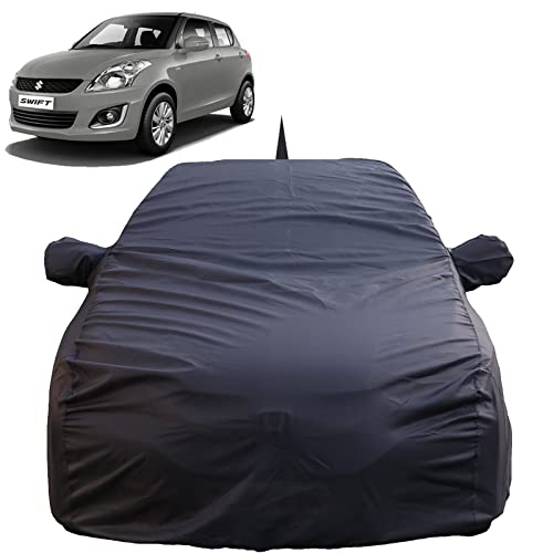 Image of Autofact Waterproof Car Body Cover Compatible with Maruti Swift (2005 to 2017) with Mirror and Antenna Pockets, 4 x 4 American Matty, Long Lasting Strong Durable Material, Grey Color