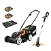 Produktbild WORX WG927E Dual 20V Akku 34cm schnurloser Rasenmäher & 18V (20V max) schnurloser Rasentrimmer