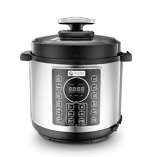 Image of Shri & Sam Stainless Steel Electric Pressure Cooker | Automatic Pressure Cooking | Multi-Cooking Electric Cooker 10 in 1 | Durable & Easy to Clean (5, litres)