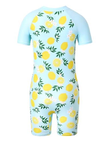PATPAT Girls Swimsuit Short Sleeve Rashguard One Piece Swimwear Zipper Bathing Suit (Age 2-14)2