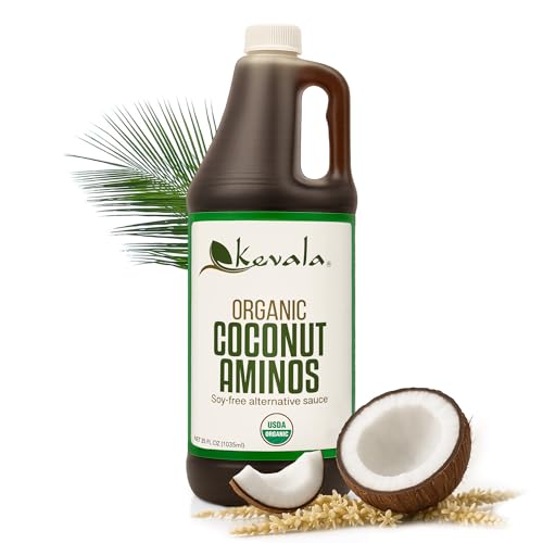 Kevala Organic Coconut Aminos Soy-Free Seasoning from Coconut Nectar & Blossom Sap | Gluten-Free, Kosher, Vegan, USDA Organic, Non-GMO | Soy Sauce Alternative | 35 Fl Oz / 1035 ml