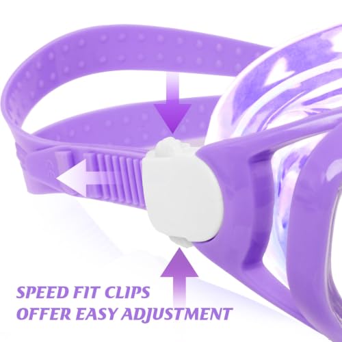 Image of Kids Swim Goggles Snorkel Diving Mask for Boys Girls Ages 5-15, Anti-Fog Swimming Goggles with Nose Cover