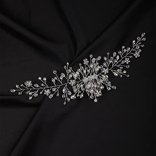 Deniferymakeup Crystal Bridal Hair Piece Bridal Hair Accessories Bridal Hair Comb Wedding Headpiece Wedding Hair Piece Wedding Hair Accessories (Silver)