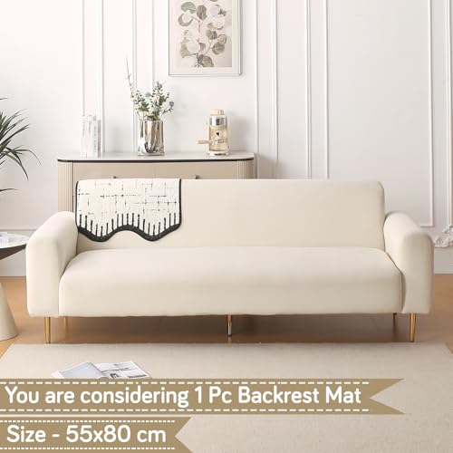 Image of HOKIPO 1 PC Backrest Mat for Sofa Cover | Luxury Supple Soft Wavy Mat with Anti Slip Backing, Off-White (AR-6217-OWHT)