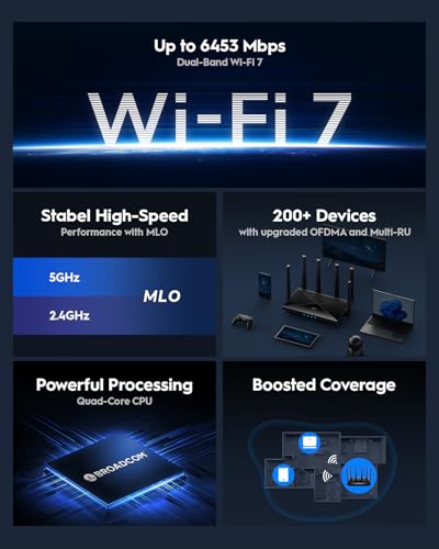 Cudy BE6500 WiFi 7 Router Dual Band Gigabit Gaming Router, 6500Mbps, VPN Client and Server, Cudy APP Control, Broadcom 2 GHz Quad-Core CPU, WR6500 - Image 4