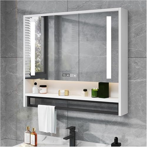 La Mejor Recopilación de Espejos , listamos los 10 mejores. 48 Dopwii 80×80×11cm Espejo de Baño LED con Función Desempañado, 3 Colores de Luz, Reloj Digital y Botones Táctiles Inteligentes, con Toallero Integrado, Espejo de Tocador...