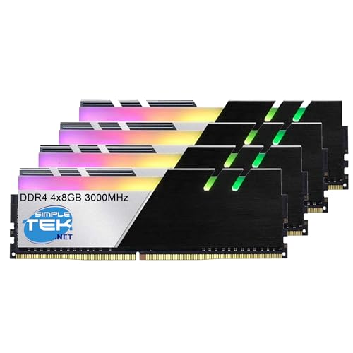 SIMPLETEK - Kit Quad Channel 32 GB (4x8 GB) RAM DDR4 3000 MHz CL15 - Moduli RGB Gaming ad Alte Prestazioni per PC Desktop (Ricondizionato)
