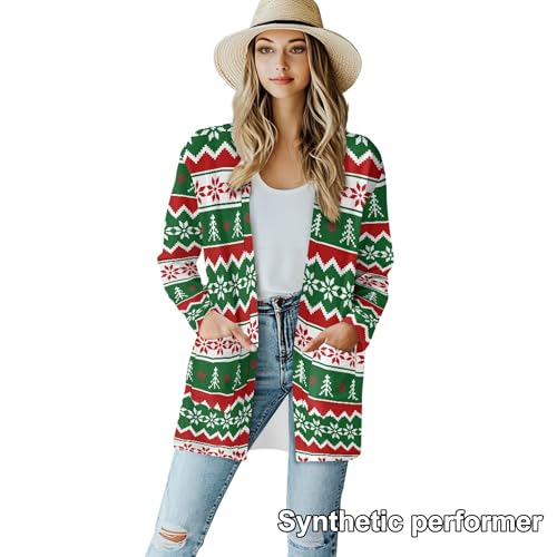 Image of Fall Maple Leaf Cardigan Sweaters for Women Long Sleeve Cardigan Soft Drape Open Front Dusters V-Neck Jackets Dressy