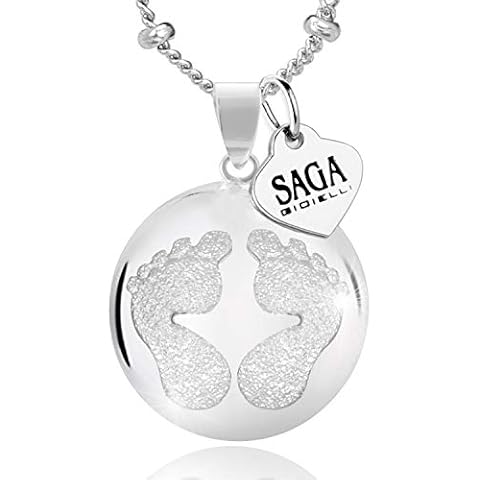 Saga jewellery, guardian angel necklace, Mexican bola, carved feet design Cover