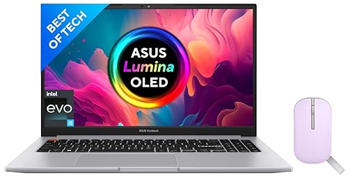 Image of ASUS Vivobook S15 OLED 2022, 15.6 inch 39.62 cm FHD OLED, Intel Core EVO i5-12500H 12th Gen, (16GB RAM /512GB SSD), S3502ZA-L501WS Marshmallow MD100 Mouse (Purple)
