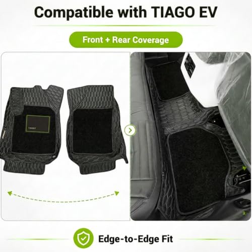 Image of EV MASTER 7D Car Floor Mats for TATA Tiago Hybrid (2026 Onwards) Complete Set | All Weather | Anti-Slip | Luxury Premium Car Mat | Full Coverage | Custom Fitted Car Foot Mats