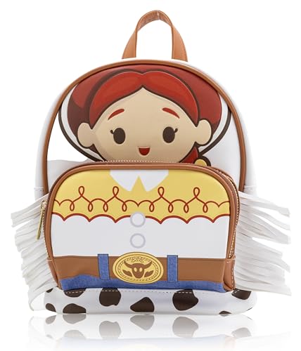 Disney Pixar Toy Story Jessie Mini mochila para crianças e adultos | Mochila de couro PU de 25,4 cm com franjas Jessie Cowgirl | Bolsa de viagem para crianças, pequena mochila para escola, parque