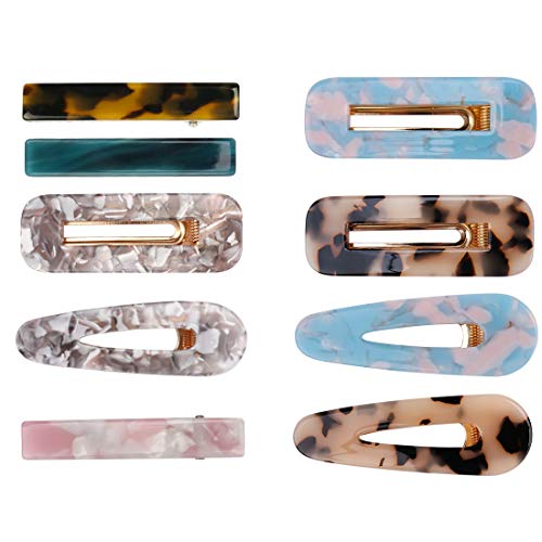 TOBATOBA 9pcs Hair Barrettes Acrylic Resin Hair Clips for Women Fashion Geometric Alligator Hair Clips Hairpins Headwear Barrette Hair Accessories,9 Color