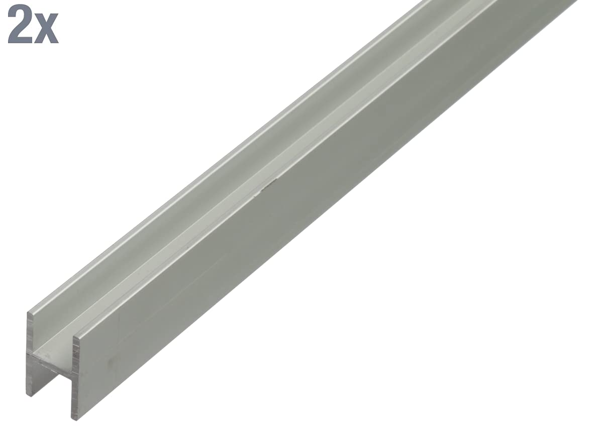 Alberts 499181 Lot de 2 profilés en H, spécialement conçus pour panneaux de particules de 16 mm d'épaisseur, aluminium anodisé argenté, 1000 x 19 x 30 mm