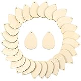 Caydo 50 Pieces Unfinished Wood Teardrop Earring Pendant for Jewelry DIY Making