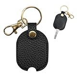 Fkewp Leather Car Key Cover, Stylish Broken Car Keys Sleeve Protector, Vintage Auto Key Loop Replacement for Men Women (Black)