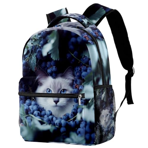 Sac à dos de voyage fille garçon Campus chat myrtille avec porte-gourde
