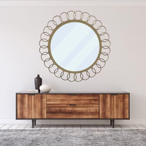 THING MAKER Brass Metal Round Mirror for Bathroom, Wall Mounted/Decor, Vanity, Living Room, Bedroom, Framed (Floral Gold, 15 inch) (B0D6LWJ3DP) Amazon Price History, Amazon Price Tracker
