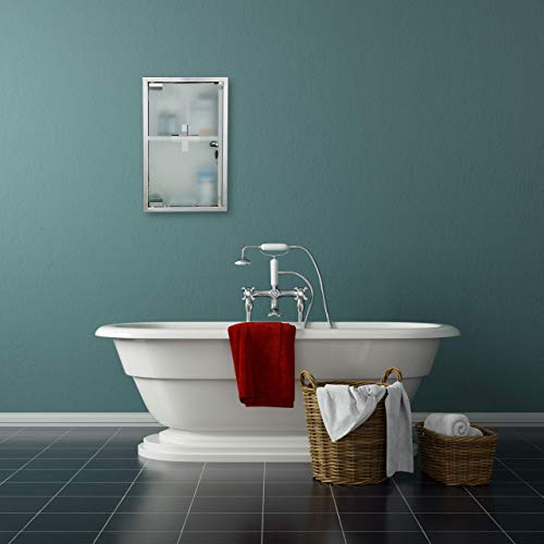 Relaxdays Stainless Steel Cabinet, Glass Door, 2 Compartments, Lockable, Home Pharmacy, Shiny, Silver, H x W x D: app. 40 x 25 x 11 cm Relaxdays Stainless Steel Cabinet, Glass Door, 2 Compartments, Lockable, Home Pharmacy, Shiny, Silver, H x W x D: app. 40 x 25 x 11 cm