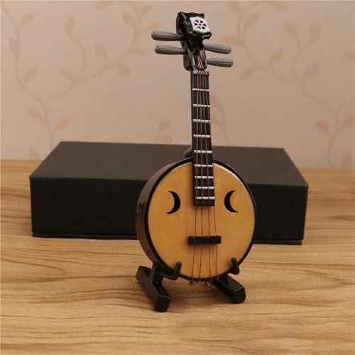 ミニチュアクラフト楽器 ミニチュア笛モデルスタンドとケース付きミニツィターミニ中国の伝統楽器の装飾品(S)