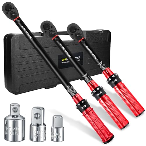 ATsafepro Torque Wrenches Set 1/4 3/8 1/2 inch Drive Click, Torque Wrench Bike Moto Auto 3-25NM 5-60NM 20-230NM
