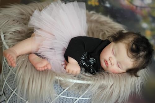 Pinky Reborn Vestido Negro 19 Pulgadas 48CM Bebé Muñecas Vinilo Silicona Realista Hecho a Mano Bebés para Niñas Juguetes