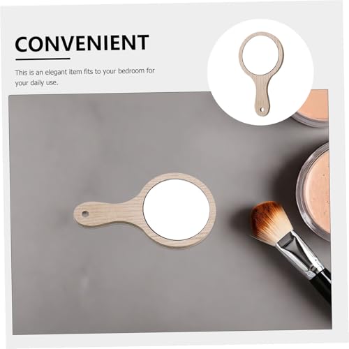 Espejo de maquillaje portátil de madera con mango NOLITOY 6pcs miniatura 3