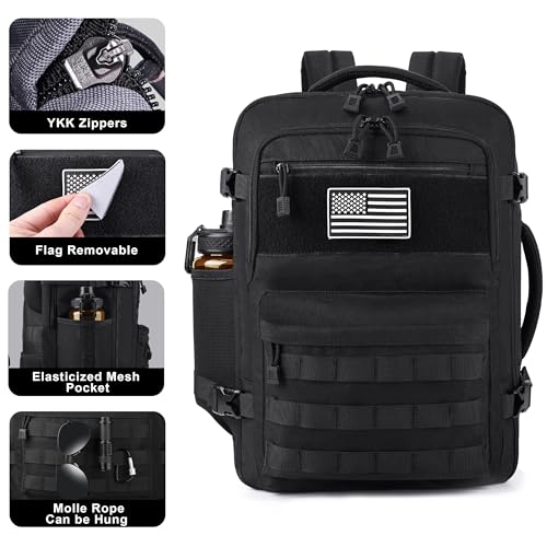 MOZETO TSA Approved Carry On Backpack, Extra Large Tactical Travel Backpack for Men, Airplane Approved Weekender Bag, Water Resistant Lightweight Laptop Daypack for Flight, Black4