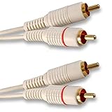 Câble phono double RCA blanc Cable Stop Câble audio double RCA pour caisson de basses Blanc 5 m