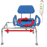 Carousel Sliding Transfer Bench with Swivel Seat. Premium Padded Bath and Shower Chair with Pivoting Arms-PowerSlide Model with Push-Button Electric Travel