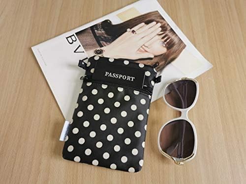 Image of Tainada Women Crossbody Shoulder Travel Zippered Wallet Purse Clutch Cell Phone Bag w /Detachable Strap (Black White Polka Dots)