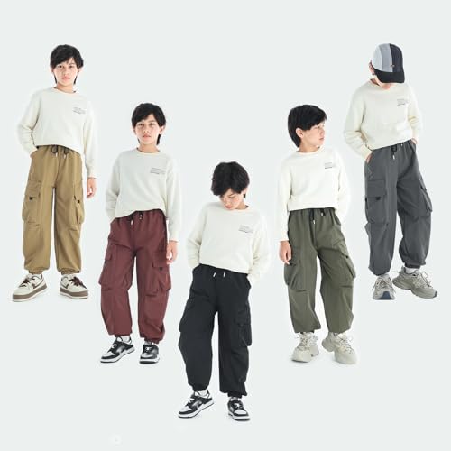 MINI PANDA Kid's Jogging Pants Boys' Quick-Dry Hiking Pants Teenage Cargo Pants,Medium Thickness2