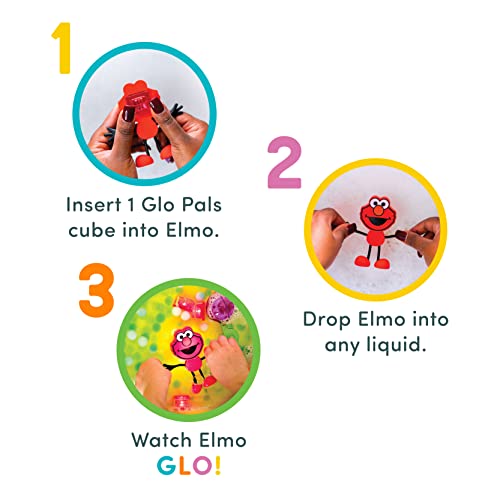 Glo Pals Water Sesame Street Activated Light-Up Sensory Bath Toy Character and Cubes for Bathtime and Sensory Play, Elmo Character and Cubes, Pack of 6 by Glo Pals - Image 5