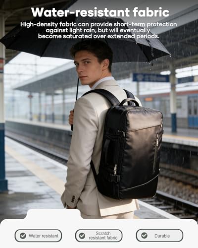 Vakuum Rucksack mit Separates Anzugfach Handgepäck Airbag Travel Backpack Reisen mit Pumpe Tagesrucksack Wasserdicht Reiserucksack Flugzeug Damen Herren Laptop Geschäftsreisen Vakuumsystem Schwarz.