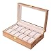 12 Grid Massivholz Uhrenbox Holz Uhrenbox Uhrengehäuse Time Box für Uhrenhalter, Beige