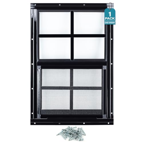 Melkus Schuppenfenster, 1 Stück, 30,5 x 45,7 cm, bündig montiert, Hühnerstallfenster mit dickerem gehärtetem Glas und Bildschirm, Schiebefenster für Hühnerstall, Schuppen, Garage, Spielhaus, Scheune