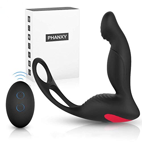 VELENTIME 3 in 1 Remote Controlled Vibrating Prostate Massager Vibrator with Cock Ring and Ball Loop 9 Speeds G Spot Vibrator Waterproof Anal Sex Toy for Men Women and Couples