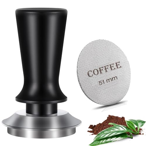 51mm Espresso Tamper and Puck Screen Set - Calibrated Spring Espresso Tamper, Premium Barista Stainless Steel Coffee Tamper with Puck Screen for Espresso Machines