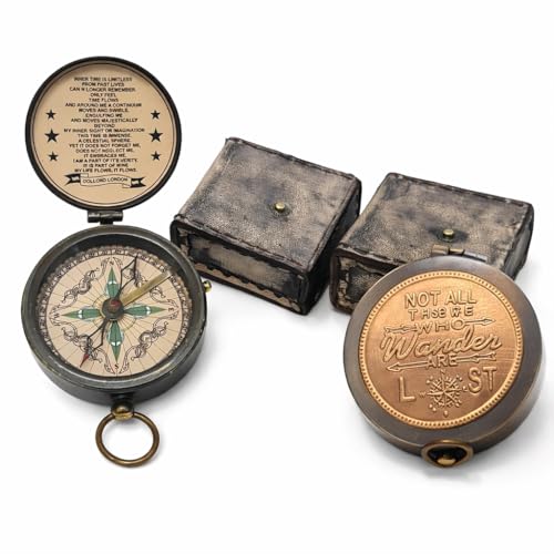 Brújula Marina Vintage de Cobre con Estuche de Cuero miniatura 1