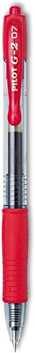 Pilot G2 Premium Gel Roller Pens, Fine Point 0.7 mm, Red Pens, Pack of 12 - Ideal for School, Journaling & Office Writing