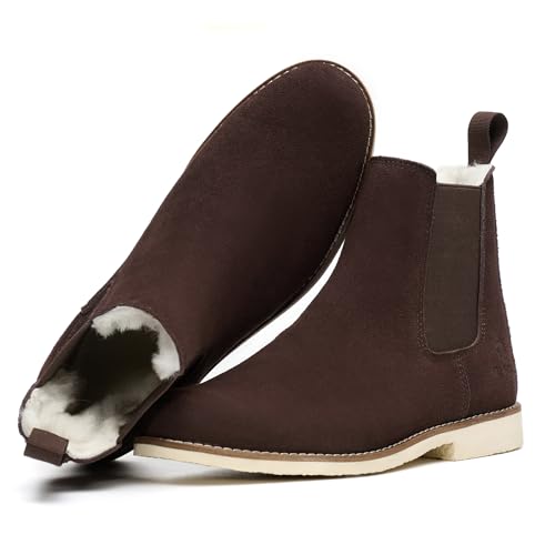 SL-Saint Botas Chelsea Clásicas Hechas a Mano Para Hombre Moda Auténtica Piel de Vaca Slip On (Marrón Lana, Adulto, Hombre, 47, Números, Sistema tallas calzado EU, mediano)