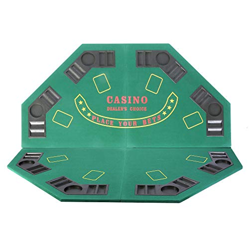 Luckyermore Folding Poker Table Top 47” 8 Players Layout Poker Mats With Carry Bag Cup Holder For Texas Holdem Casino #TOP1