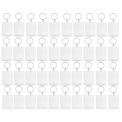 Shoze 100pcs Photo Keyring 55x35mm Blank Keyrings Translucent Clear Acrylic