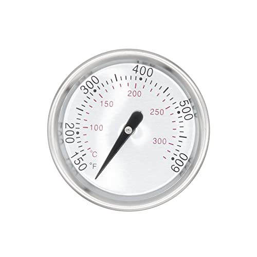 WELL GRILL Thermometer 7581/60540 BBQ Grillthermometer für Weber Spirit 200 & 300 Grills, Spirit E/S 210, 220, 310, Q Series und Holzkohlegrill, Rauchgasthermometer, Ø 45mm, 150-600℉