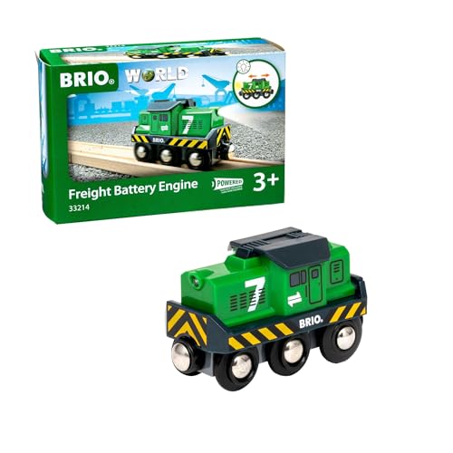 brio world freight battery engine - battery-operated toy train for wooden tracks - powerful motorized train engine pulls the longest sets - works with all railway sets - ages 3 amp up