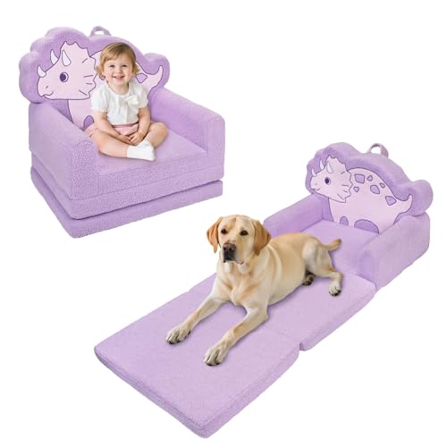 TinyPalsa Kids Couch & Lounger, Dinosaur, Purple