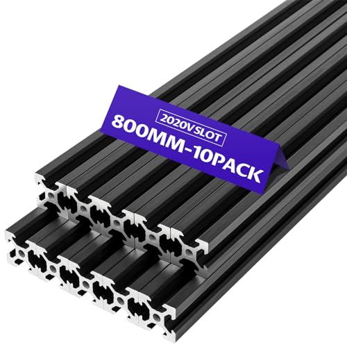 Profilé aluminium 2020 v-slot noir 800mm pour imprimante 3D et CNC en lot de 10