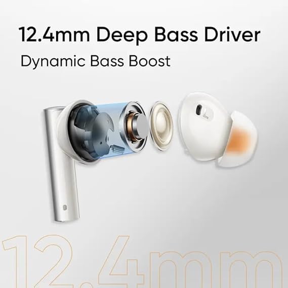 Image of Compatible with Realme Buds Air 6 True Wireless Earbuds with Active Noise Cancellation, Long Playback and Fast Charging (Silver)