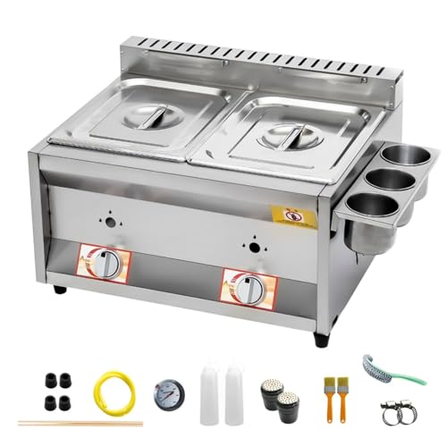 Gas Fritteuse Gastro Doppel Gasfritteuse Edelstahl Fritteuse mit Pommes Körbchen 20 Liter Volumen für Heimküche Küche