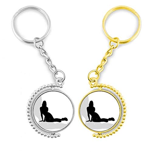 Porte-clés anneau doré silhouette cadeau original pour femme tendance